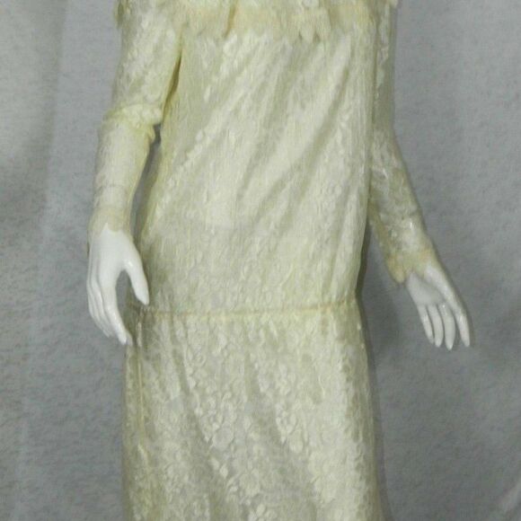 Jessica McClintock Gunne Sax Size Medium Dress Ivory Lace Vintage - Picture 10 of 11